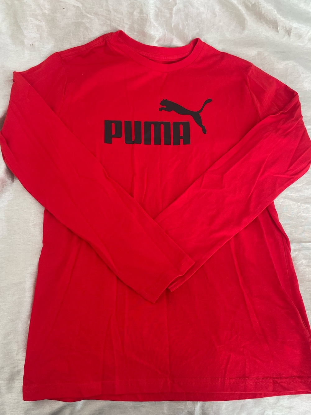 Puma Red Long-Sleeve Logo Tee